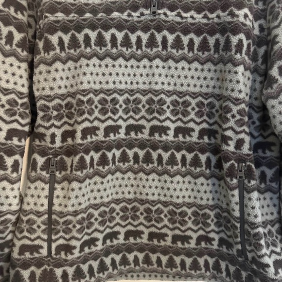 Chubbies The Bear Hug Black and Gray Patterned Quarter Fleece Warm Size Large L - Picture 4 of 8